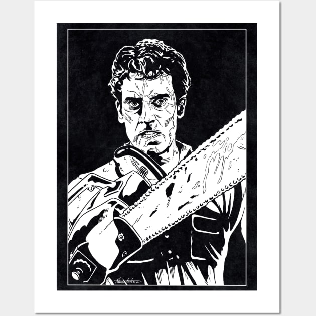 ASH - Evil Dead 2 (Black and White) Wall Art by Famous Weirdos